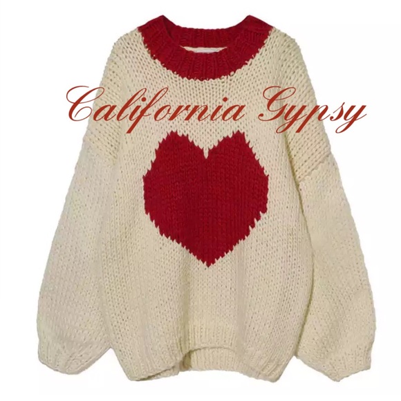 Oversized Knit Heart Chunky Sweater - Picture 7 of 8